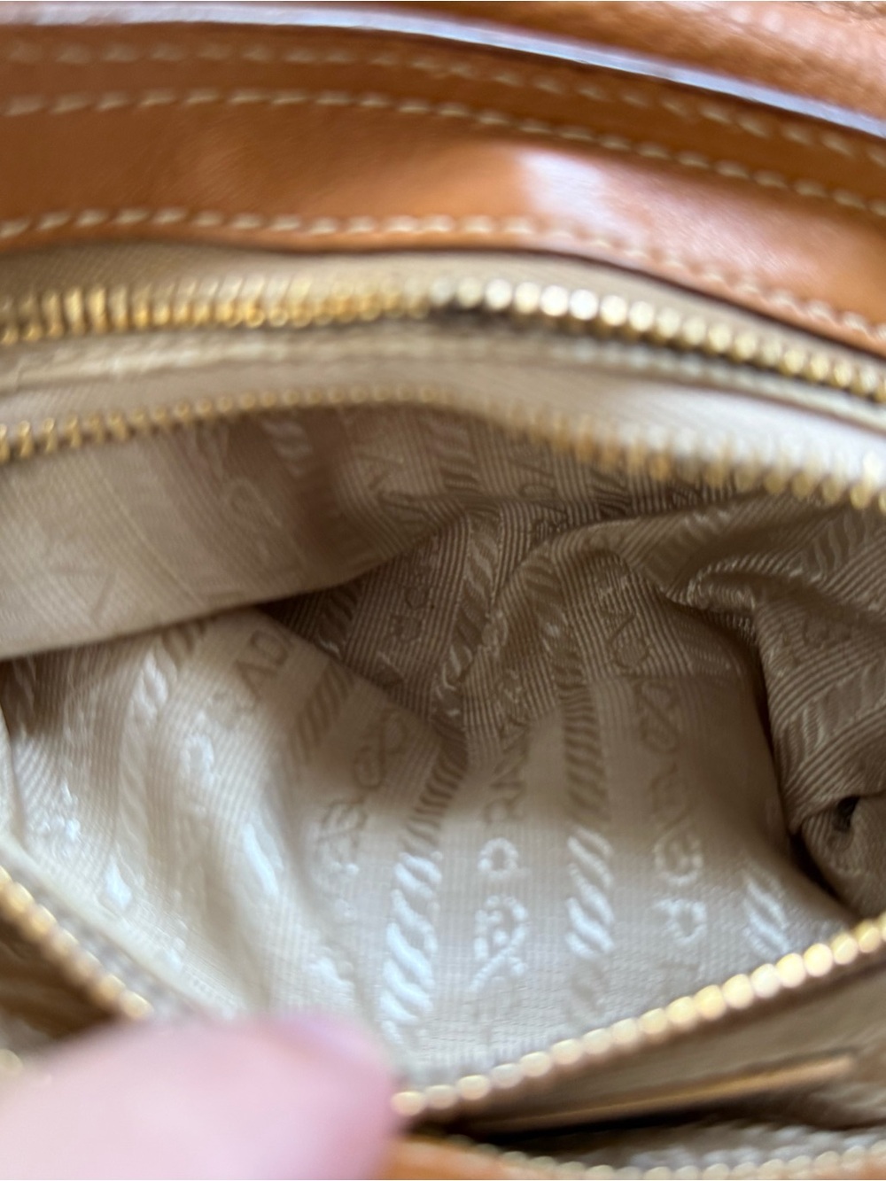 PRADA Vintage Tan Leather Shoulder Bag with Tag - Picture 13 of 13